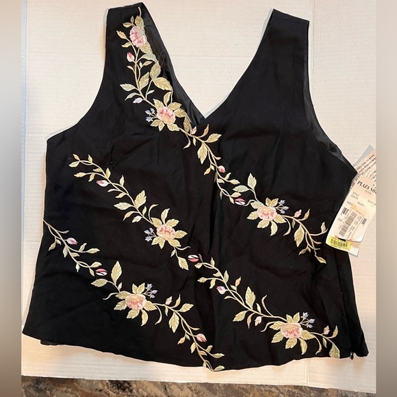 Sleeveless Lined Embroidered Floral Top 16P Vintage NOS Plaza South Luxury - Picture 1 of 15
